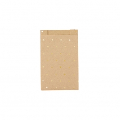 Sachets cadeau kraft recyclé pois/triangles dorés métallisés 7 x 12cm, 70g (x125)