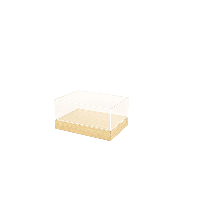 Plateau-vitrine chêne massif et couvercle plexi - 23 x 17 x H 3,5 + 8cm