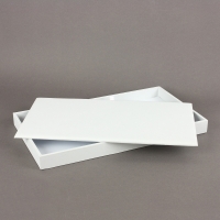 Plateau de présentation vide-poche gainé synthétique blanc 38 x 21cm