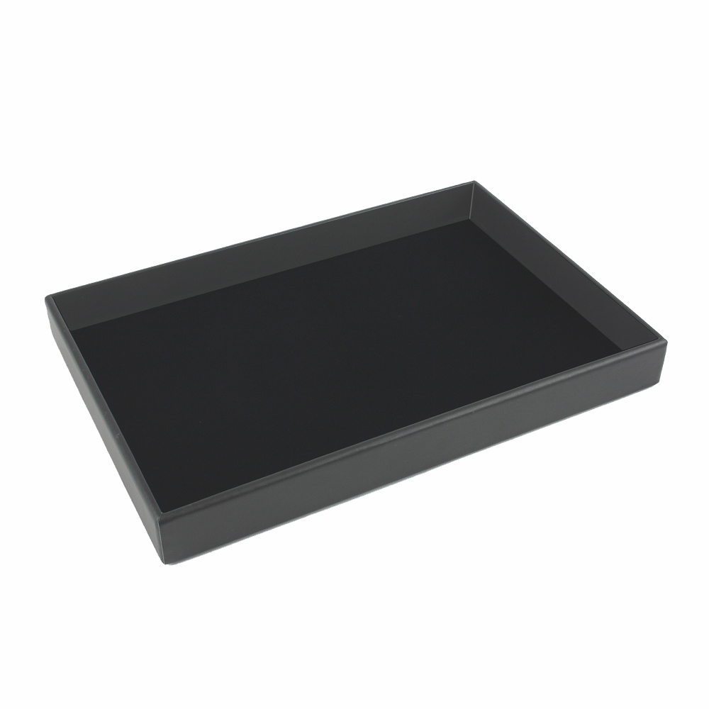 Plateau vide-poche gainé noir intérieur aspect suédine noire 34,5 x 23,5 x H 3,5 cm