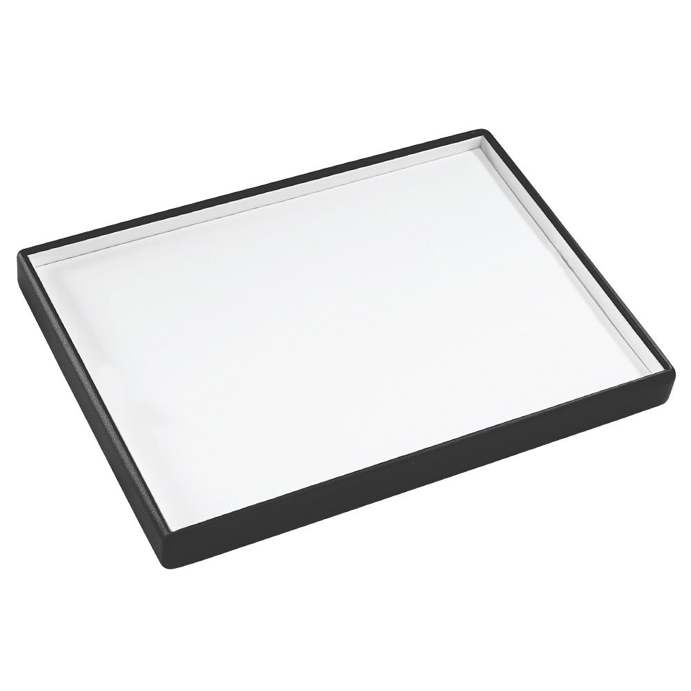 Plateau de présentation vide-poche gainé aspect lisse noir mat/blanc H 2,5 cm