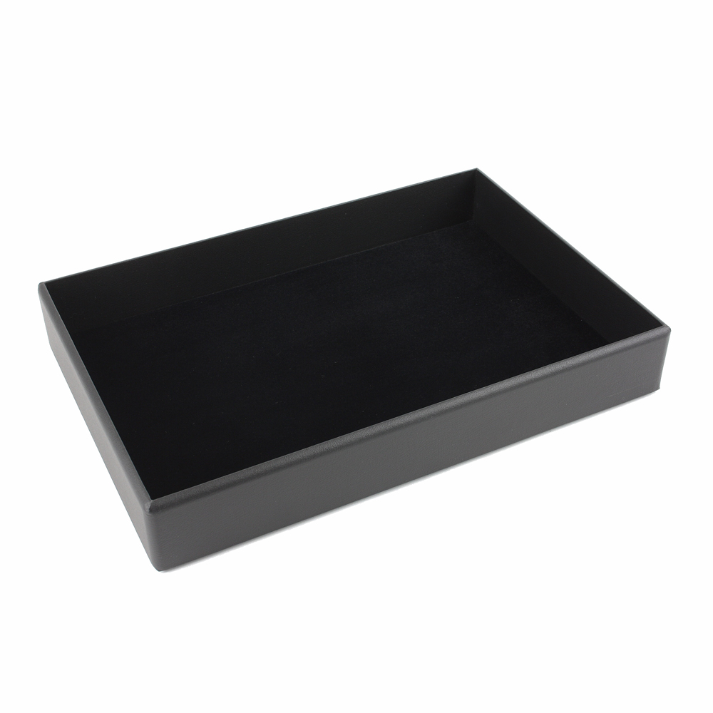 Plateau vide-poche gainé noir intérieur aspect suédine noire 34,5 x 23,5 x H 5 cm