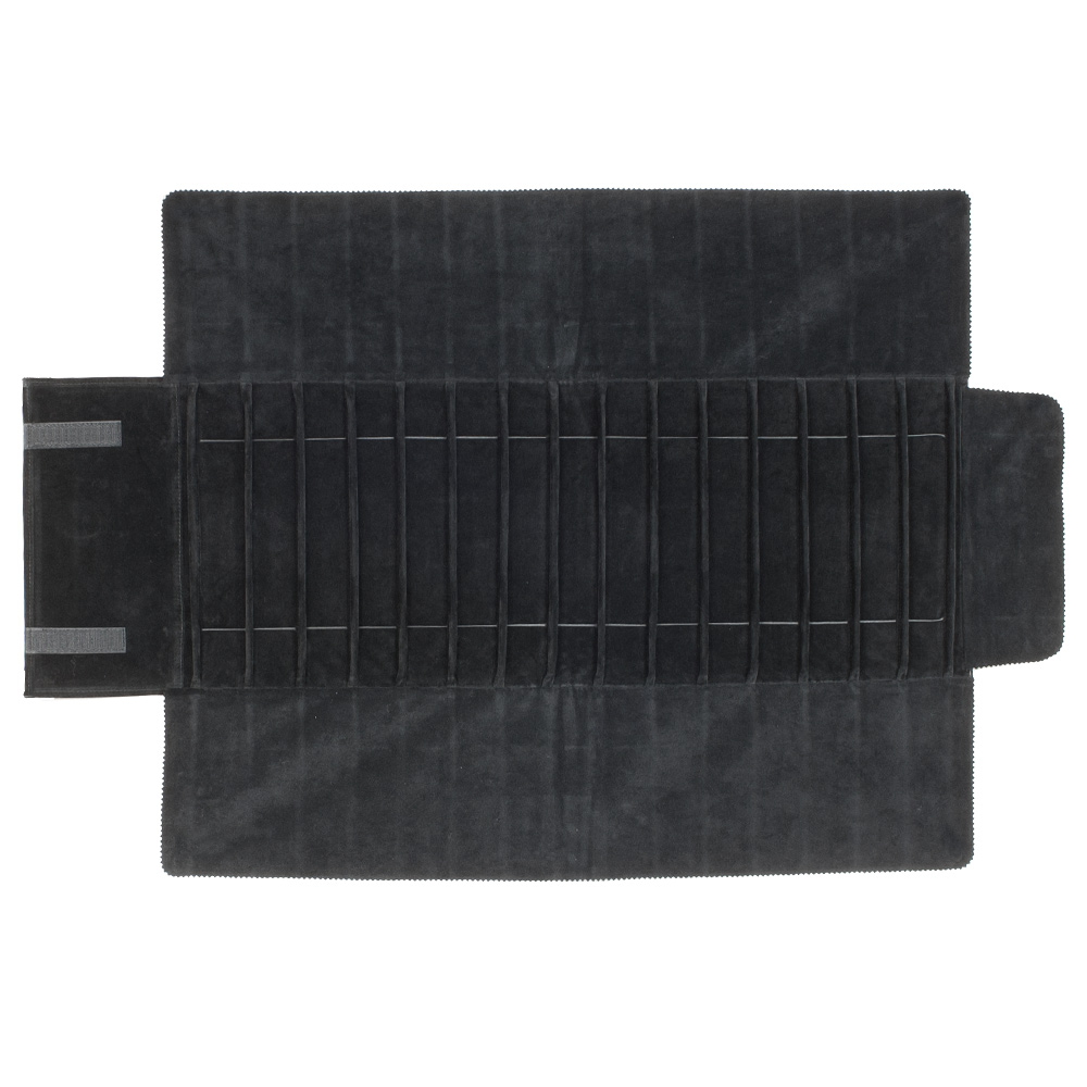 Trousse noire suédine coton et synthétique mélangés - 15 bracelets/montres