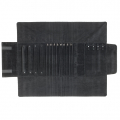 Trousse noire suédine coton et synthétique mélangés - Bagues/boucles d\'oreilles/colliers