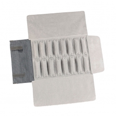 Trousse bagues toile synthétique motif carbone, gris foncé - 16 bandes pression