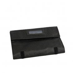 Trousse bagues toile synthétique motif carbone, noir - 16 bandes pression