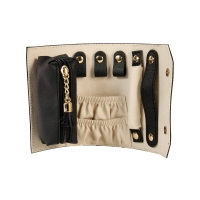 Trousse à bijoux rouleau gainé aspect strié noir