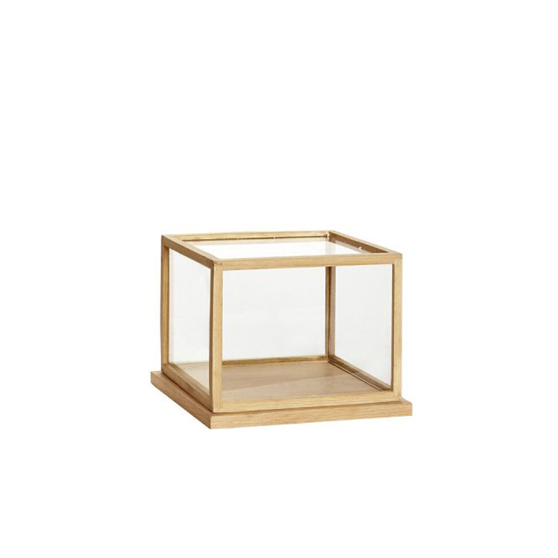 Coffret-vitrine bois naturel et verre plexi 30 x 26 x H 28cm