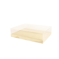 Plateau-vitrine pin massif et couvercle plexi - 46 x 34 x H 3,5 + 4cm