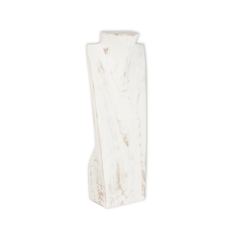 Buste en bois blanc patiné pour collier H 20cm