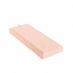 Présentoir 24 paires BO puces gainé suédine synthétique rose poudré 10 x 25cm