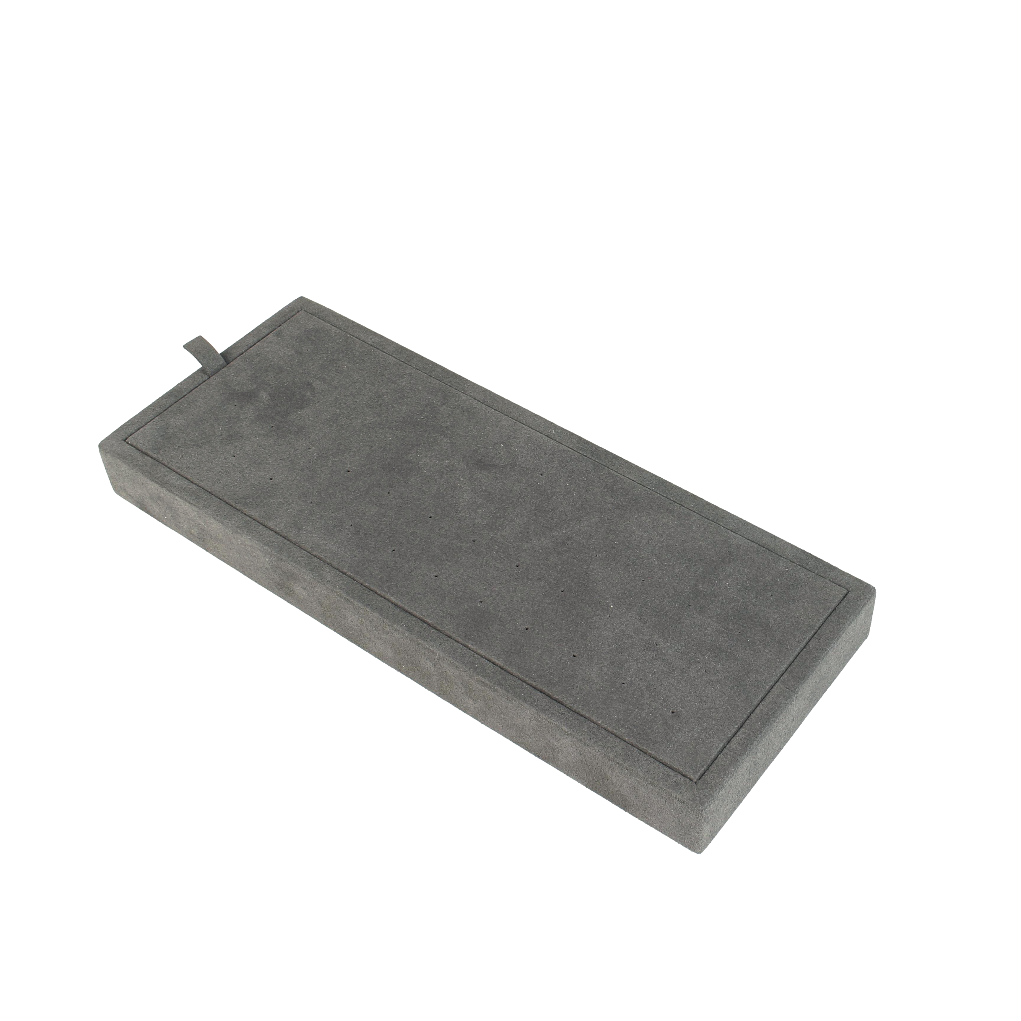 Présentoir 24 paires BO puces gainé microfibre gris anthracite 10 x 25cm