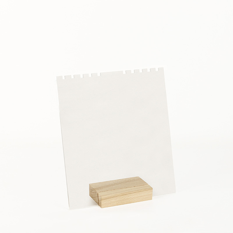 Présentoir 5 colliers plexi transparent et bois hêtre avec encoches H 18,5cm