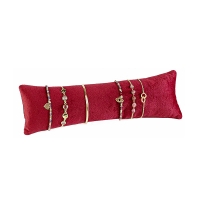 Coussin long bordeaux gainé velours synthétique avec support 8 x 25cm