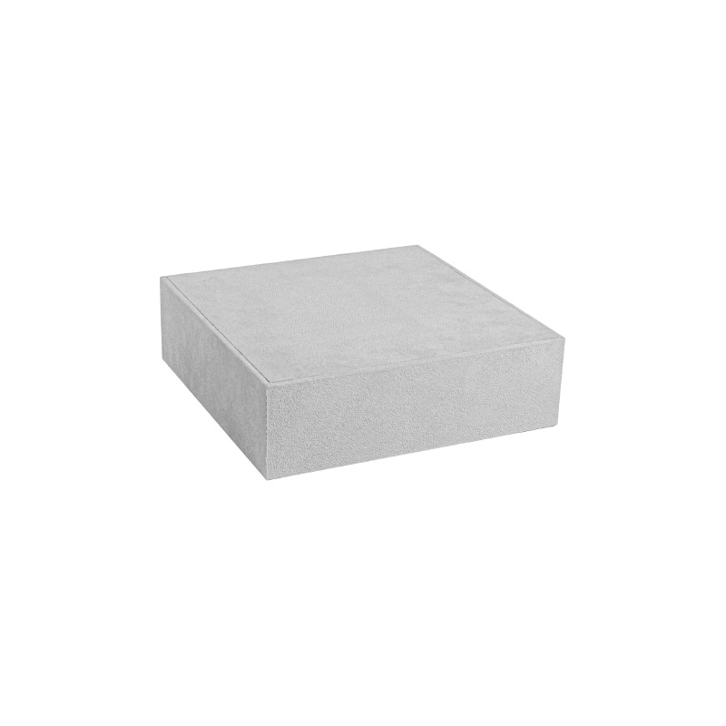 Support de présentation gainé suédine synthétique gris clair - 20 x 20 x H 6cm