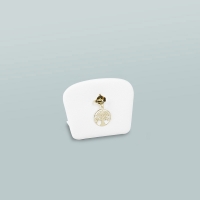 Présentoir pendentif crochet doré, gainé synthétique aspect lisse blanc