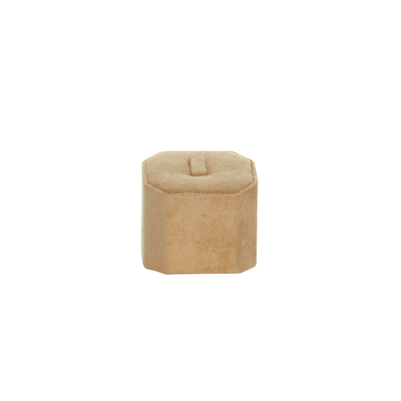 Plot bague avec languette gainé suédine synthétique, camel H 5cm