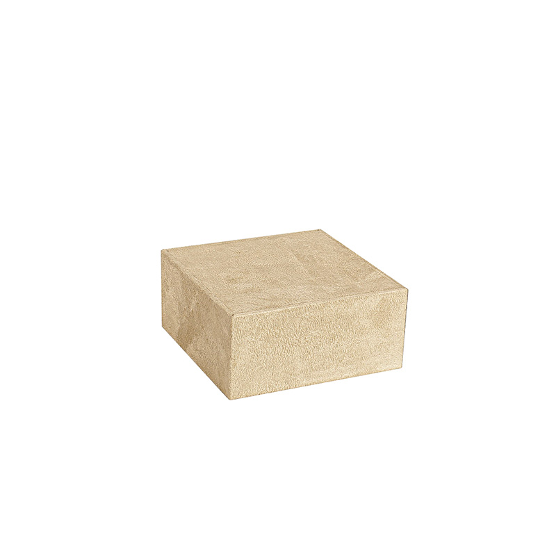 Support de présentation gainé synthétique aspect suédine camel - 13 x 13 x H 6cm