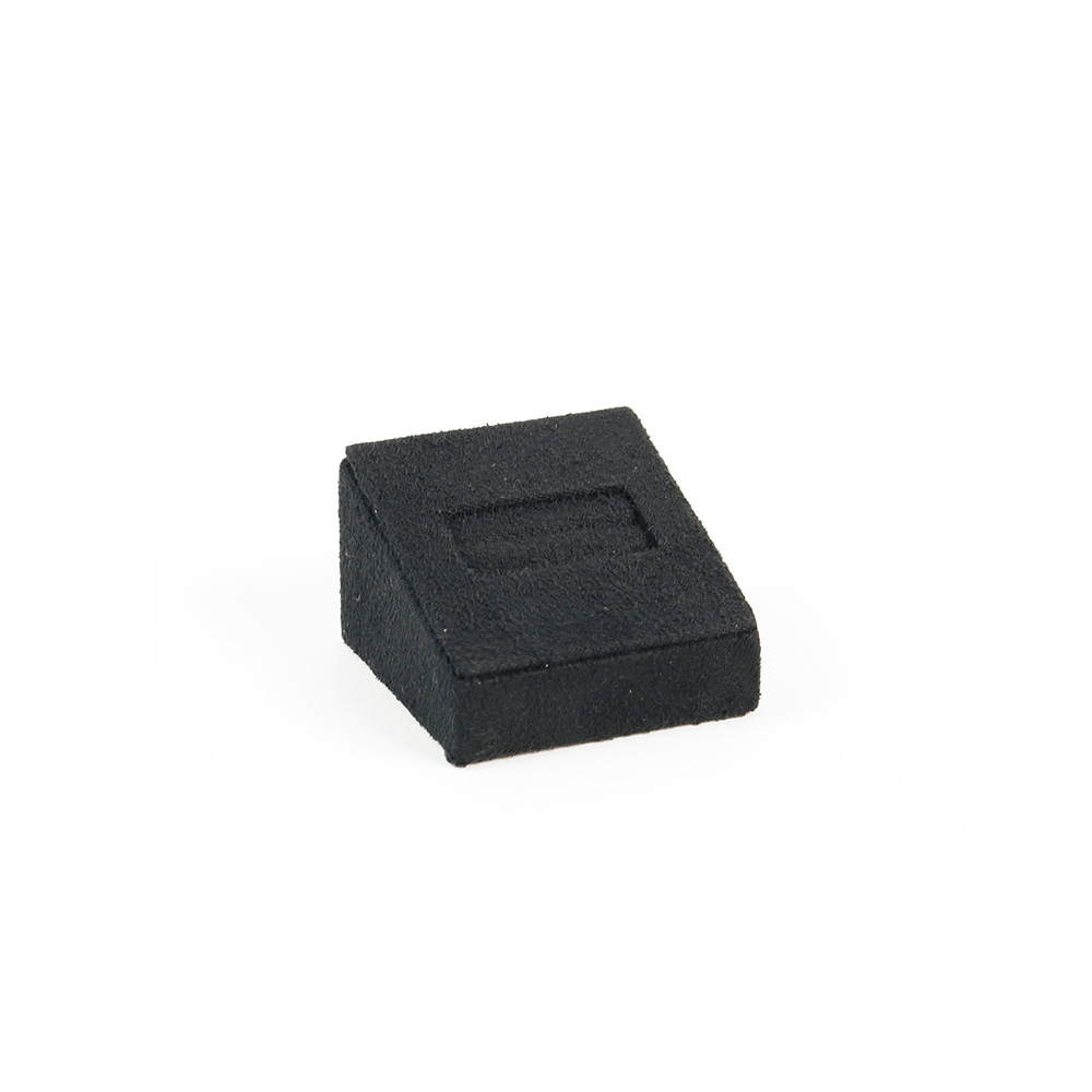 Plot pour bague avec fente en gainé synthétique aspect suédine noire - H 2,5cm