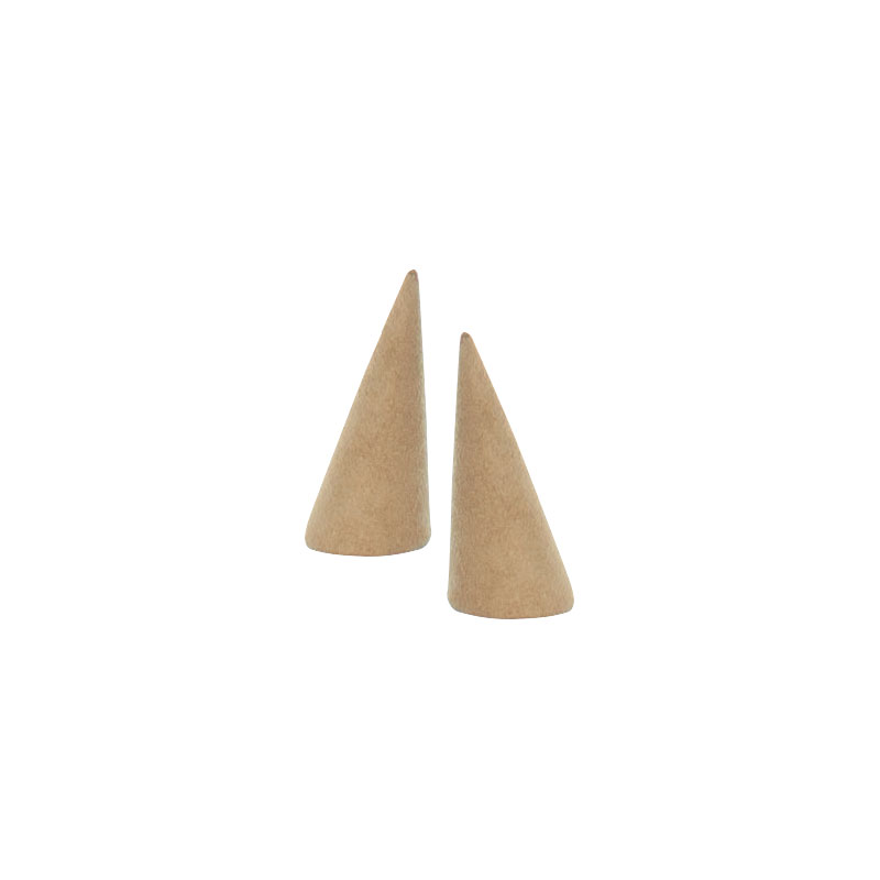 Set de 2 cônes bagues gainé suédine synthétique, camel - H 6cm