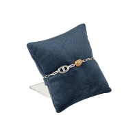 Coussin avec support gainé synthétique aspect velours, bleu prusse