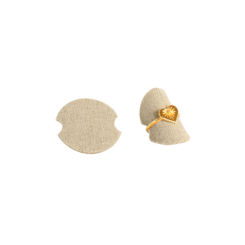 Set de 10 pastilles double-face pour bague gainé tissu lin et coton mélangés