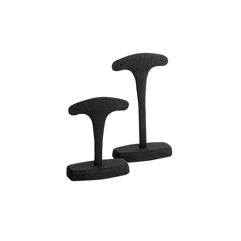 Set de 2 présentoirs boucles d'oreilles gainé tissu lin et coton, noir H 8,5 - 11cm