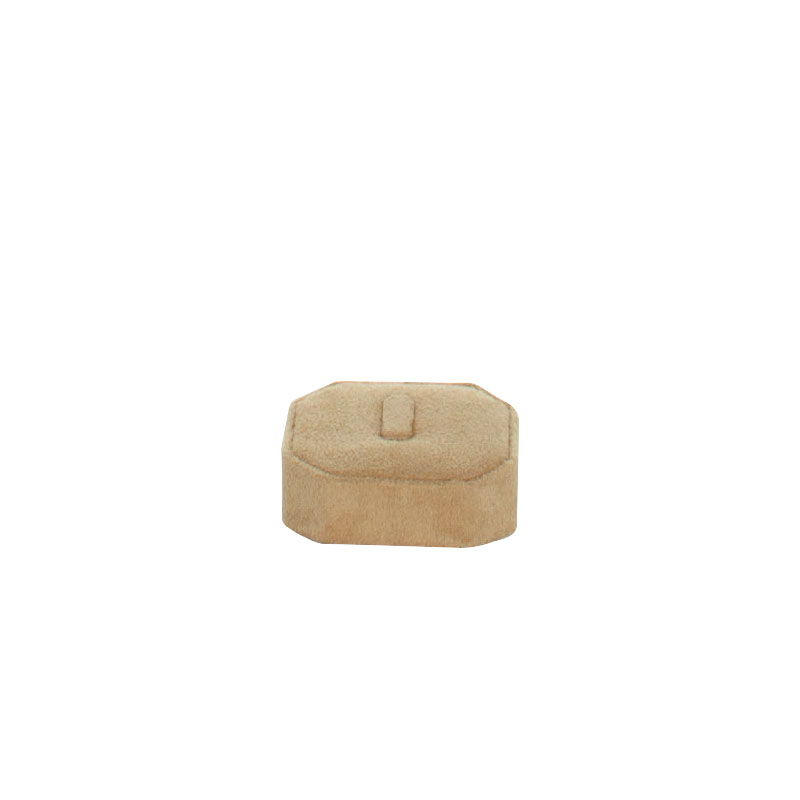 Plot bague avec languette gainé suédine synthétique, camel H 2,5cm