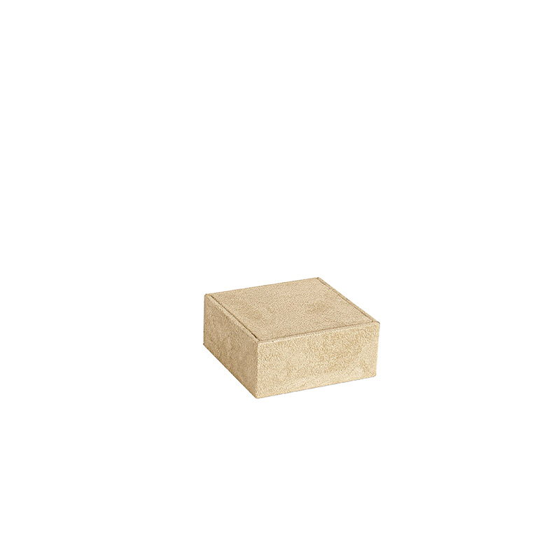 Support de présentation gainé synthétique aspect suédine camel - 9 x 9 x H 4cm