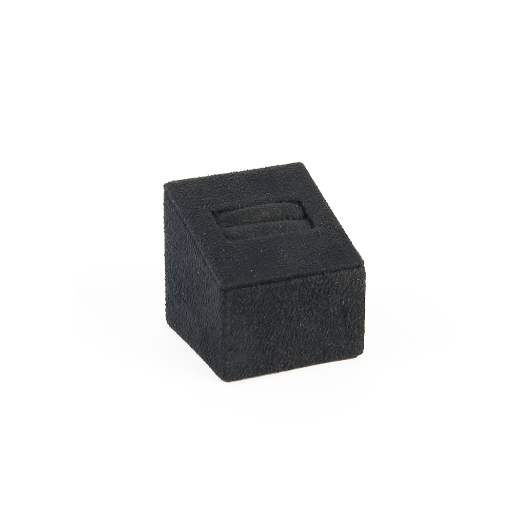 Plot pour bague avec fente en gainé synthétique aspect suédine noire - H 4cm