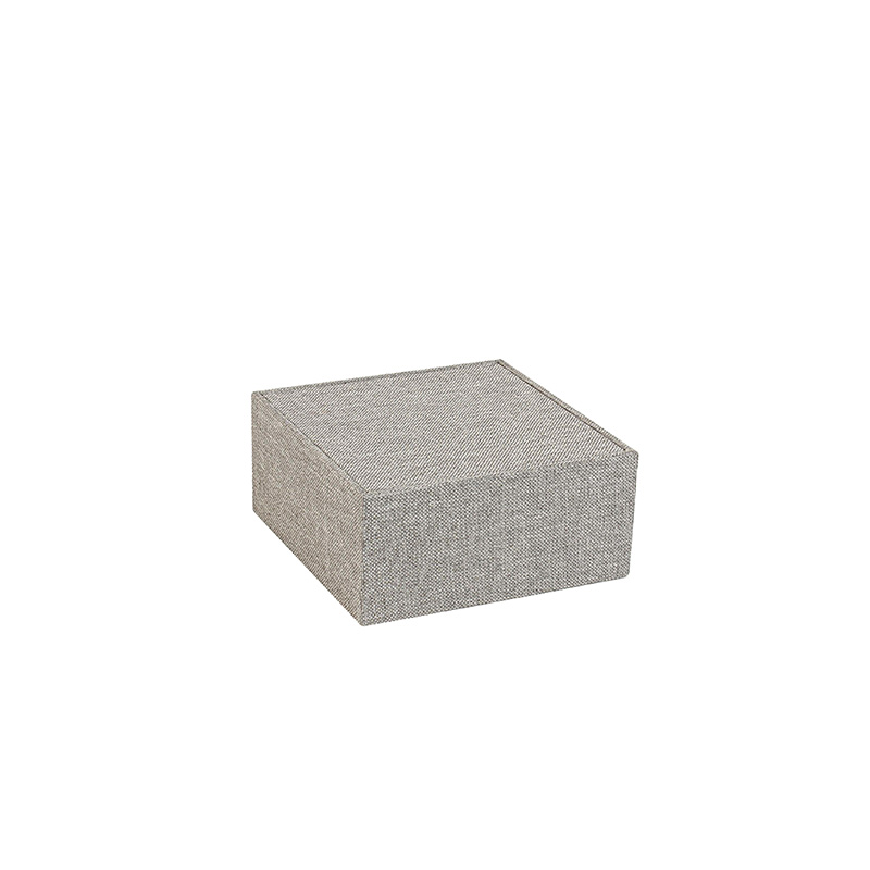 Support de présentation gainé tissu aspect lin gris foncé 13 x 13 x H 6cm