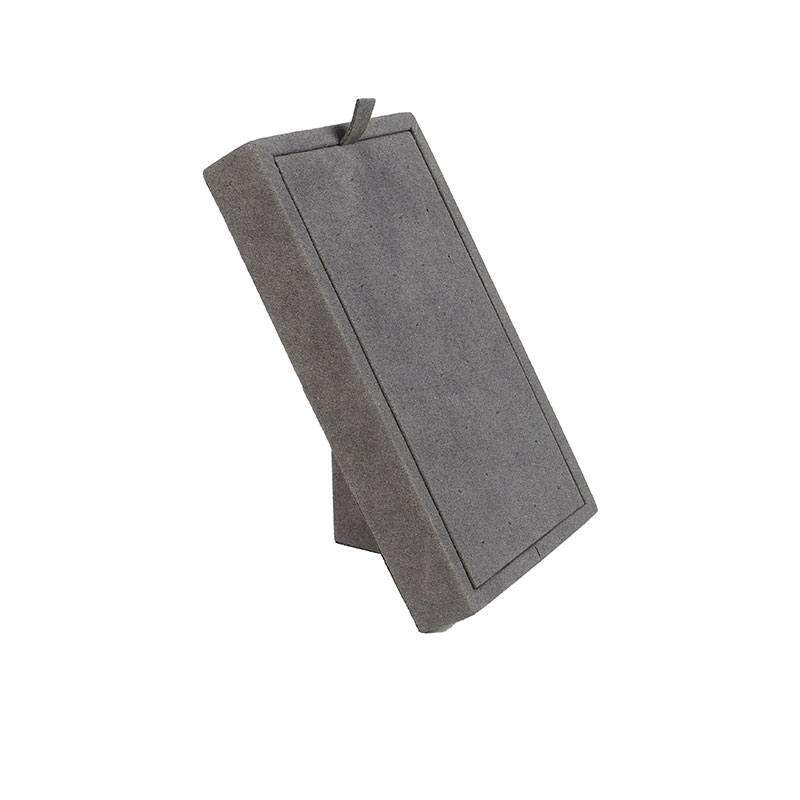 Présentoir incliné 16 paires BO puces gainé microfibre gris anthracite 9 x 15cm