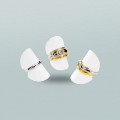 Présentoirs gainé synthétique pastilles double-face blanc pour bague