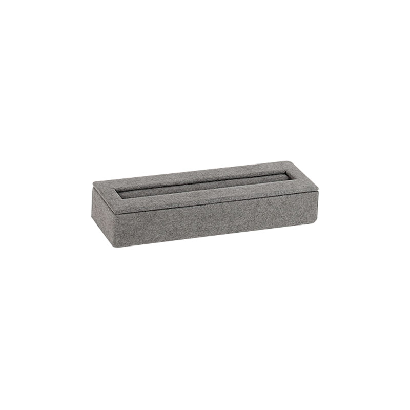 Présentoir fente pour bagues en microfibre et bois (MDF) peint mat gris anthracite 12cm