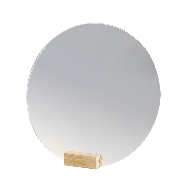 Miroir rond avec socle en bois de hêtre diam. 19 cm