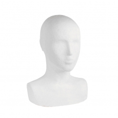 Présentoir tête femme papier maché blanc H 36cm