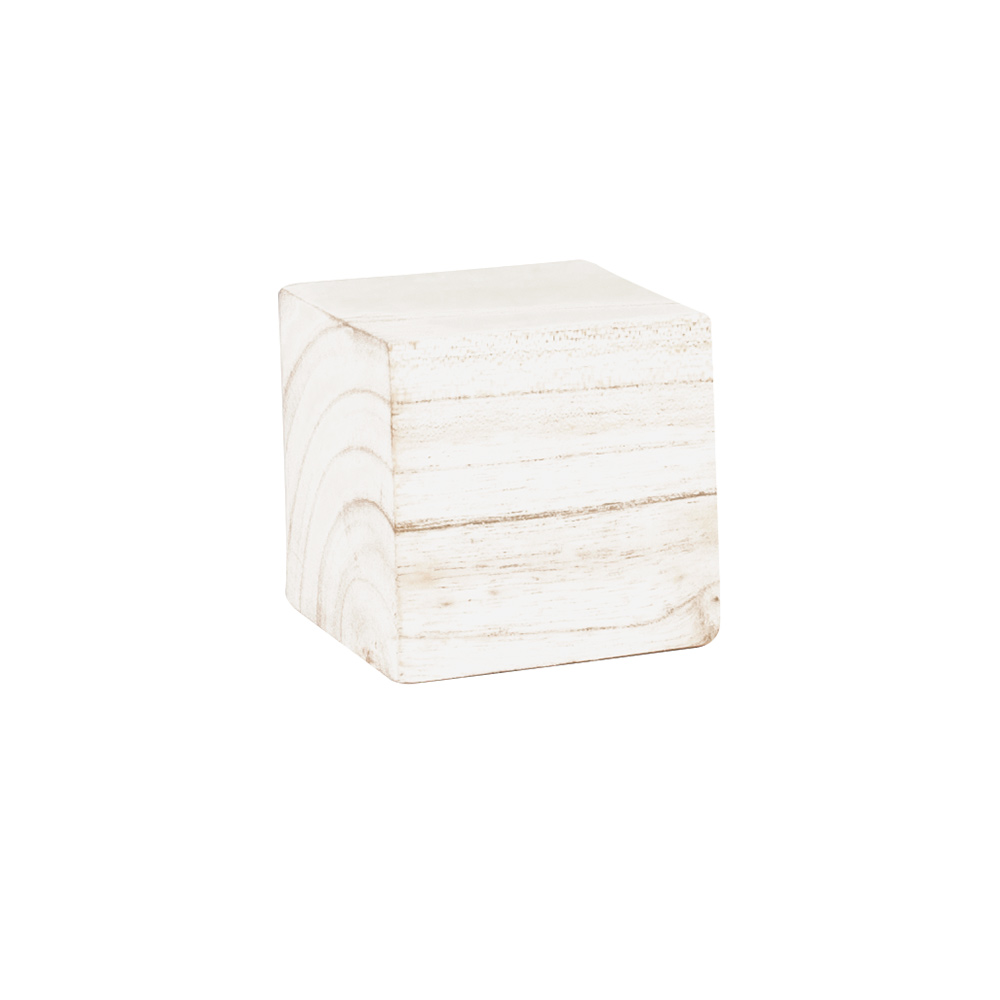 Support de présentation en bois blanc patiné 8 x 8 x H 3,5cm