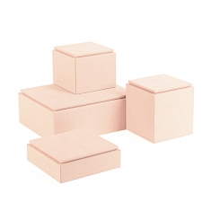 Support de présentation gainé suédine synthétique rose poudré 13 x 16 x H 6cm