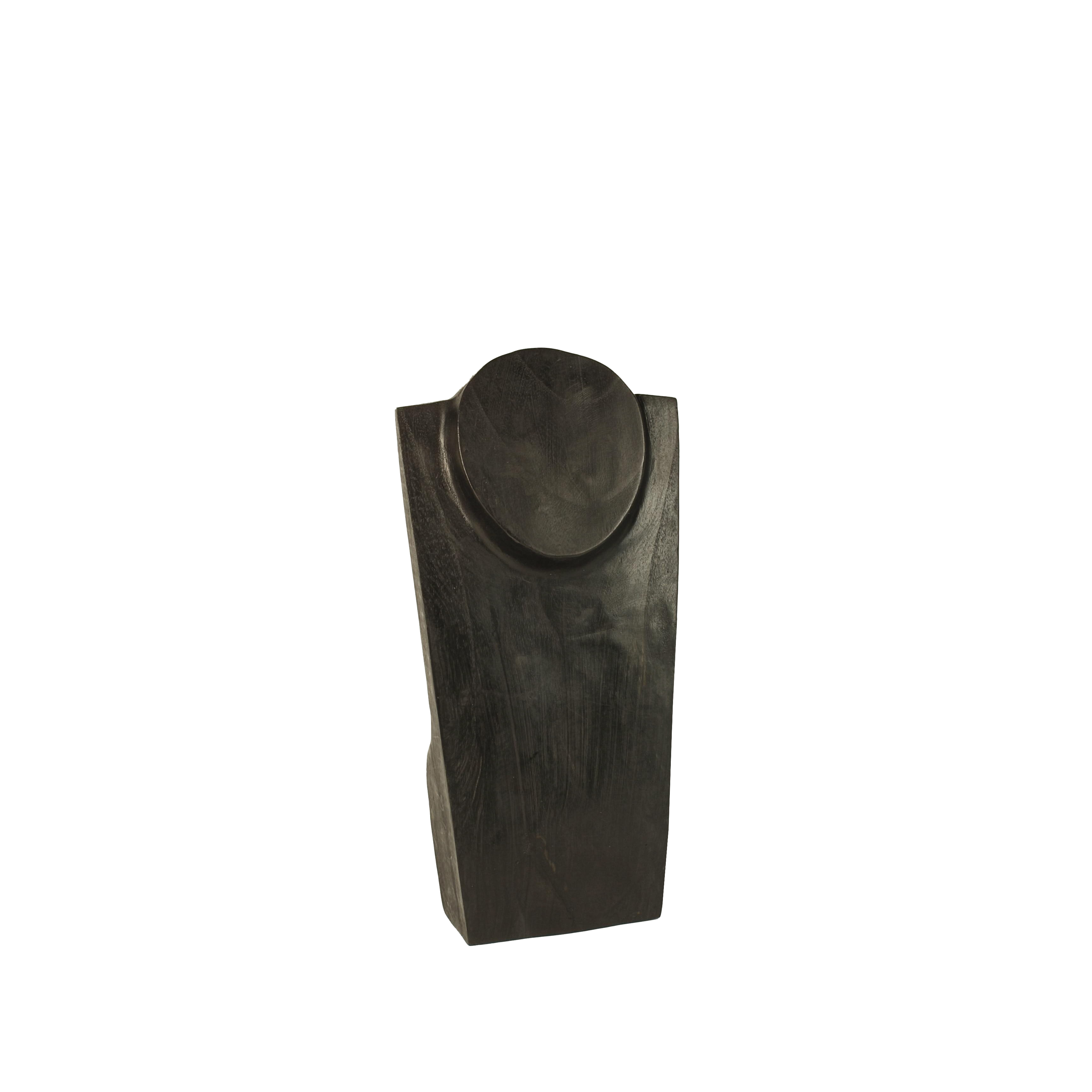 Buste col rond bois de suar peint noir pour collier H 20cm