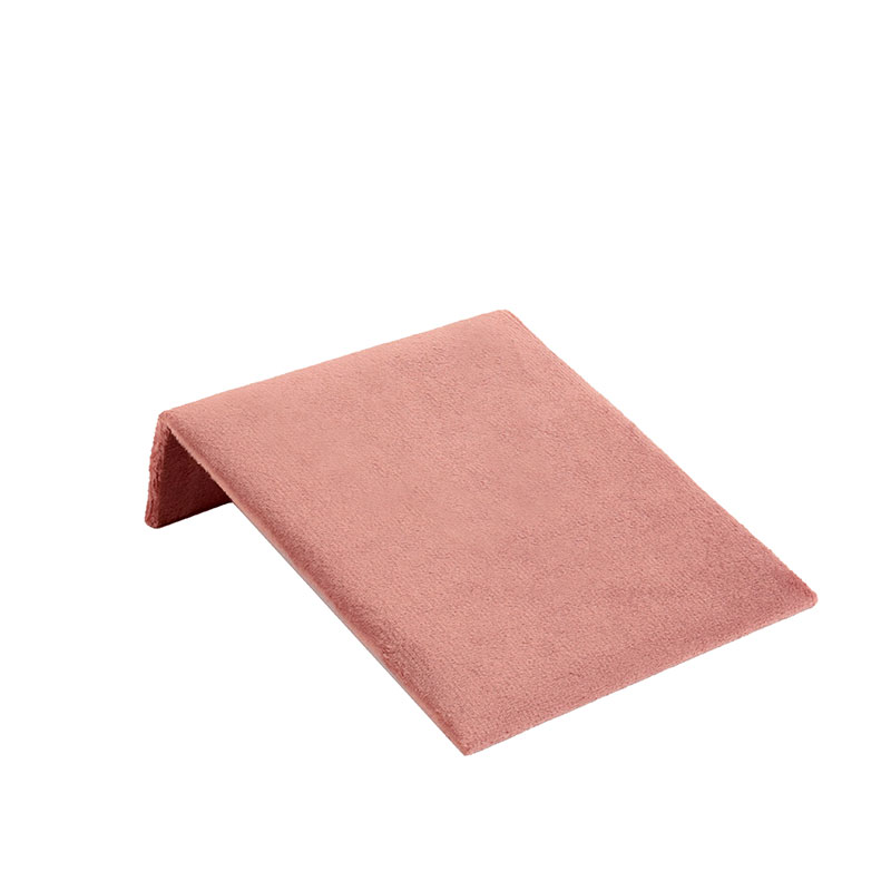 Présentoir colliers incliné gainé velours synthétique vieux rose 10x12cm