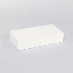 Support de présentation incliné bois (MDF) peint blanc mat 10 x 6 x H 2cm