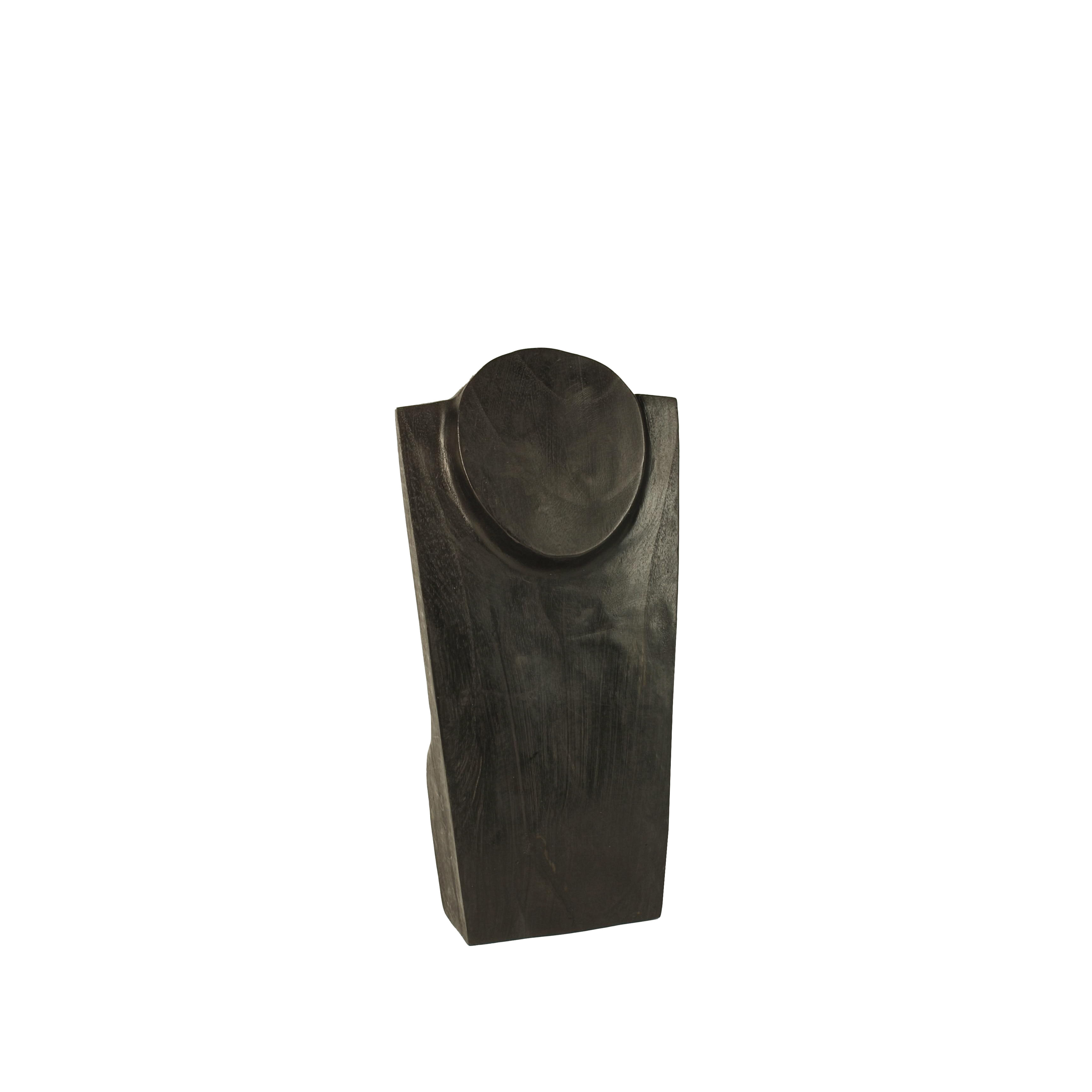 Buste col rond bois de suar peint noir pour collier H 30cm