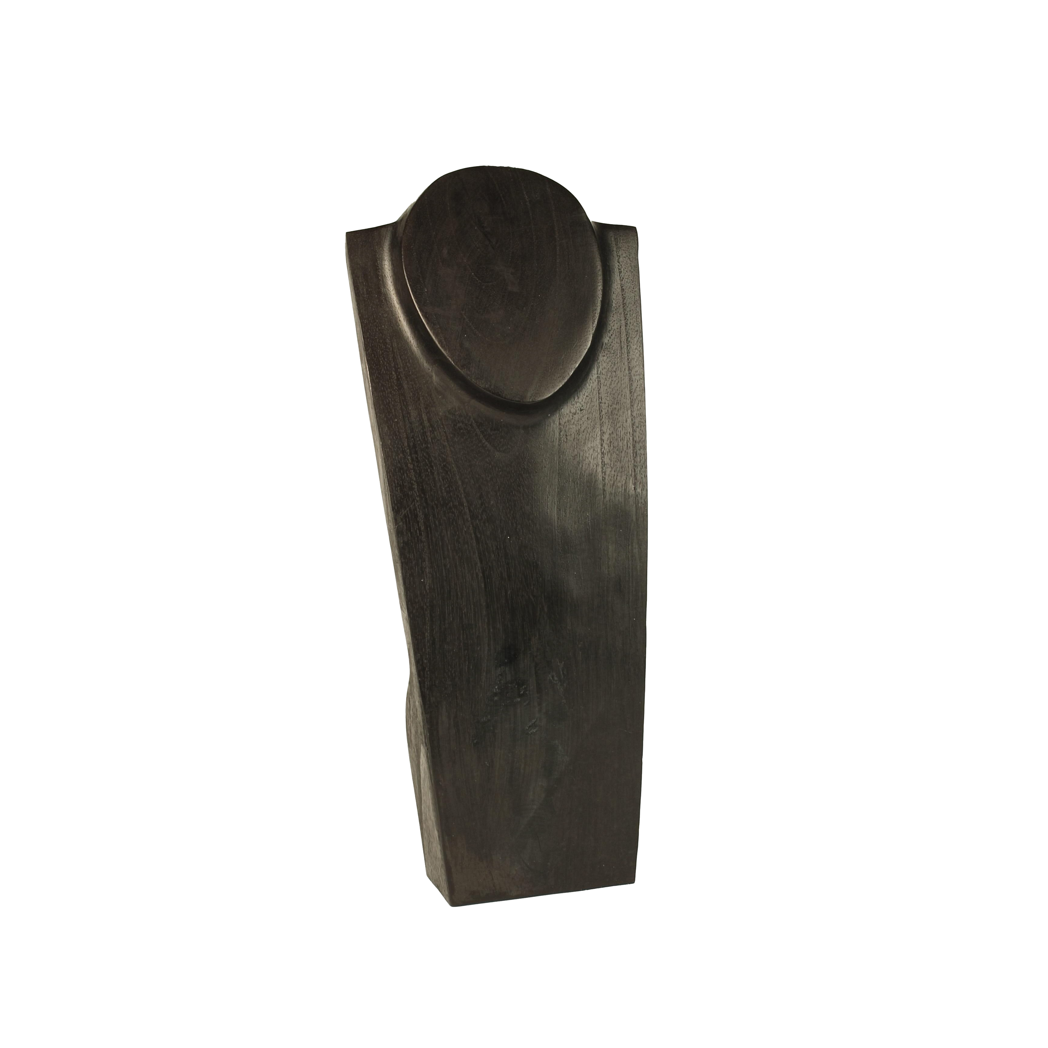Buste col rond bois de suar peint noir pour collier H 20cm
