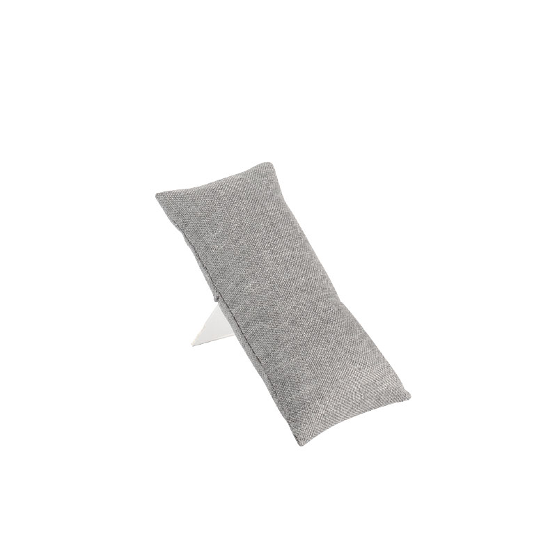 Coussin pour bracelets en gainé tissu aspect lin gris foncé - Avec support de présentation