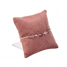 Coussin avec support gainé synthétique aspect velours, vieux rose