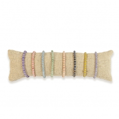 Coussin long bracelets en gainé tissu lin et coton - Avec support de présentation