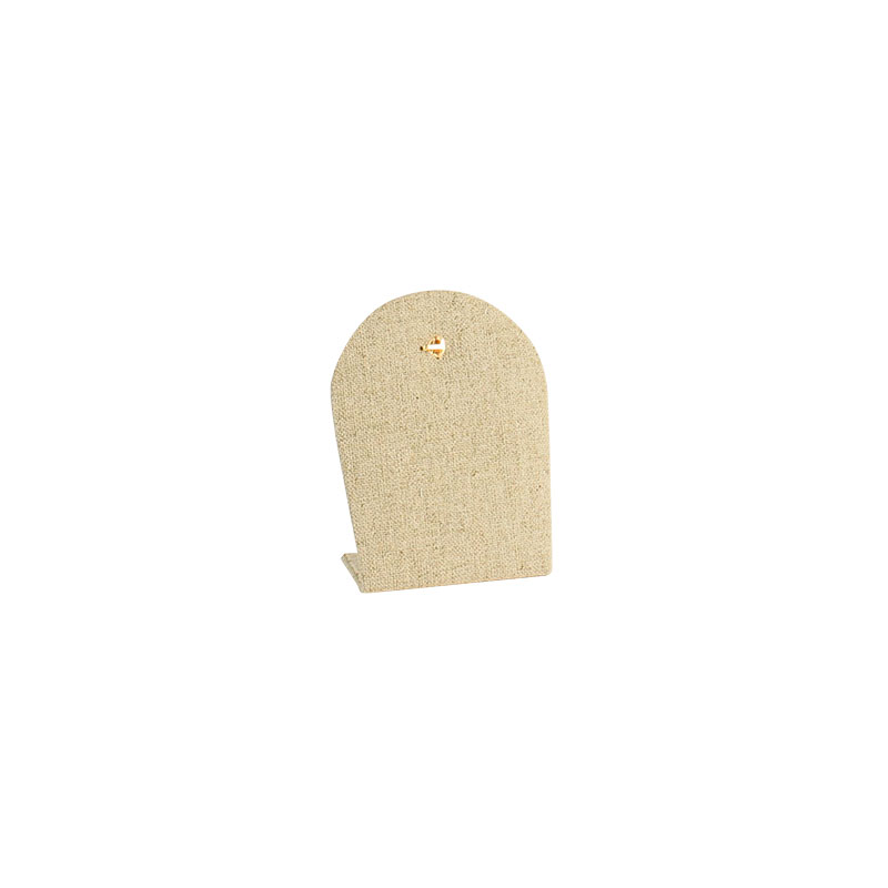 Présentoir arrondi pendentif gainé tissu lin et coton mélangés - Crochet doré