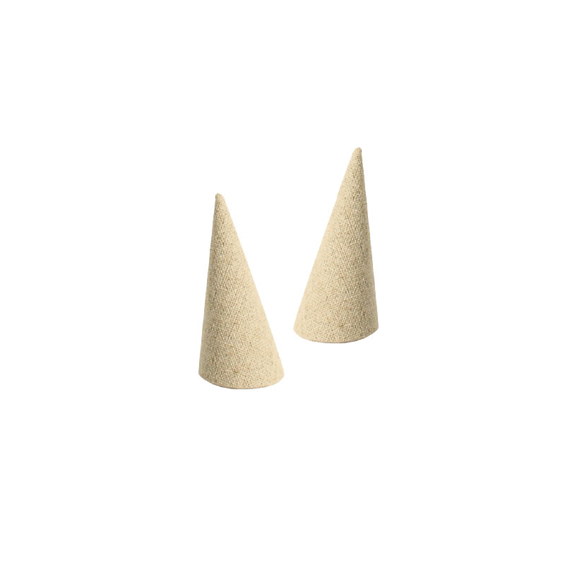 Set de 2 cônes bagues gainé tissu lin et coton mélangés - base aimantée