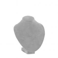Buste collier gainé aspect suédine gris clair H 15cm