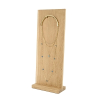 Présentoir colliers et chaînes bois chêne mat et doré mat - H 32,5cm